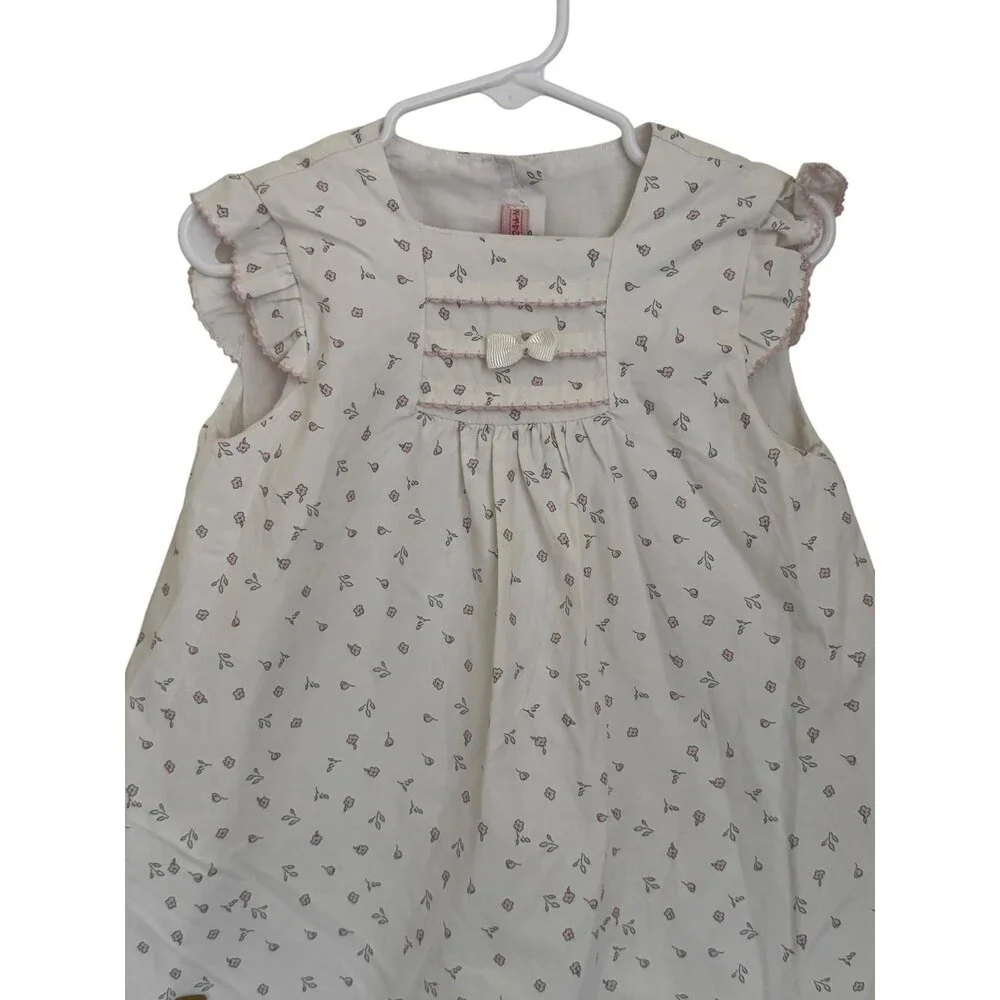 Babydola Girls Dress 24M Floral Pink White Ruffle Bow Vintage Spain